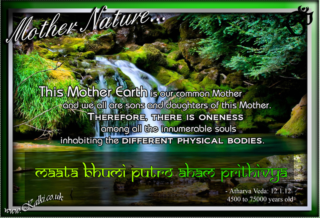 AI caption: a poster with the words mother nature, green and white