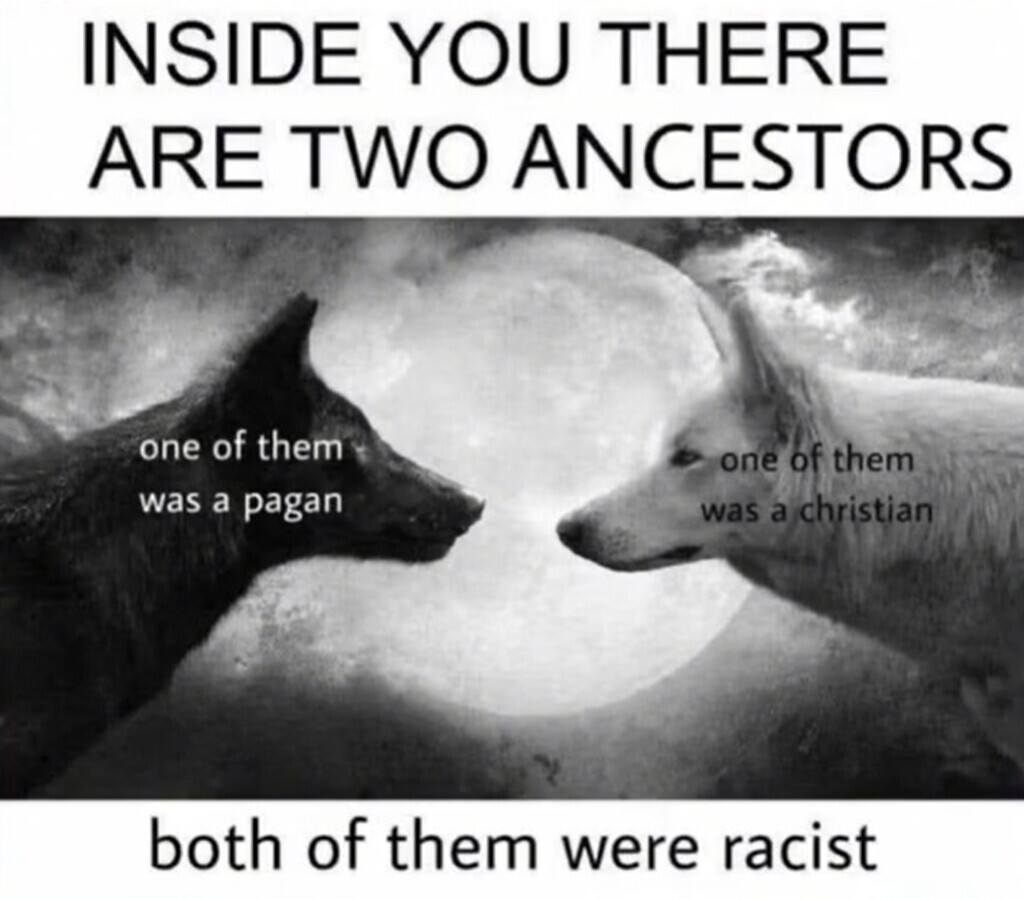 AI caption: inside you there are two ancestors one of them were racist, meme