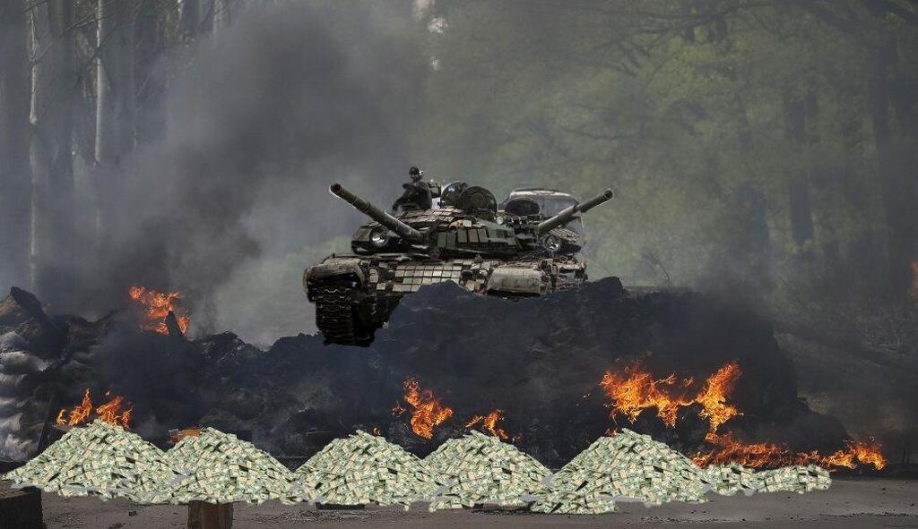 AI caption: a tank is flying over a fire, black and white