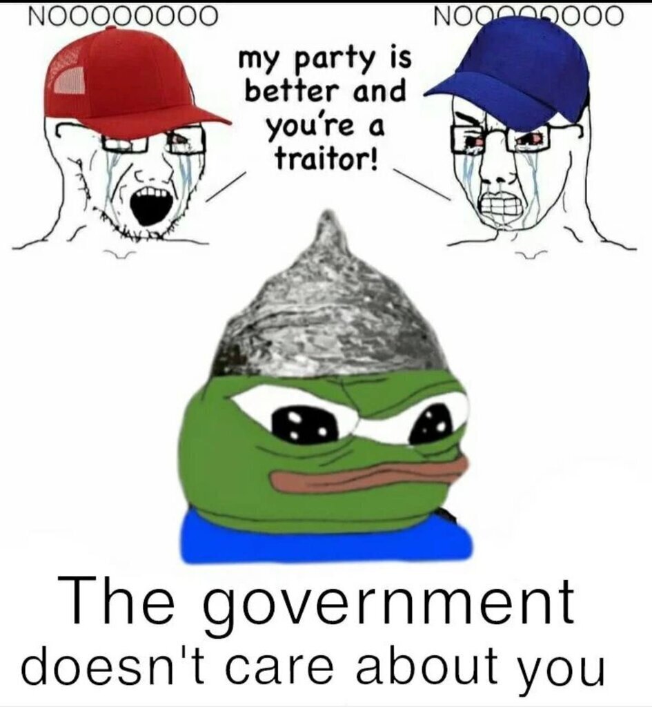 AI caption: my party is better than yours the government doesn't care about you, meme
