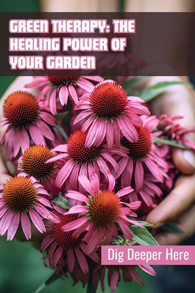 AI caption: green therapy the healing power of your garden, hand holding a flower