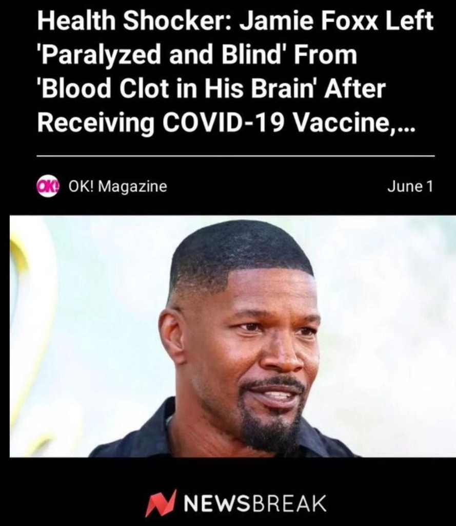 AI caption: health shocker jamie fox left paralyzed and blind from blood clot in his head after he was diagnosed with a virus, news