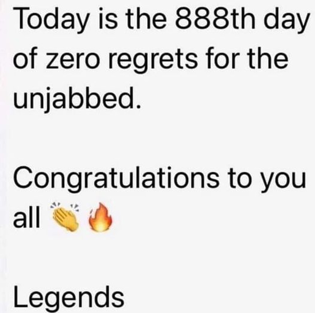 AI caption: today is the 8th day of zero regrets for the abused congratulations to you all legends, it is a text message