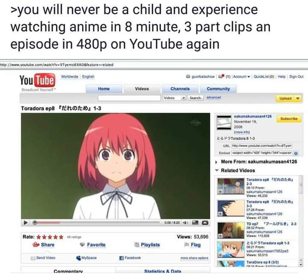 AI caption: a video of an anime with the text you will never be a child and experience watching anime 8 parts clips in 360 on youtube again, anime