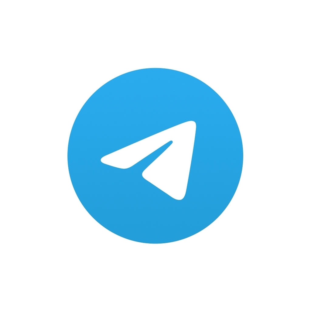 AI caption: telegram logo with a white circle, flat
