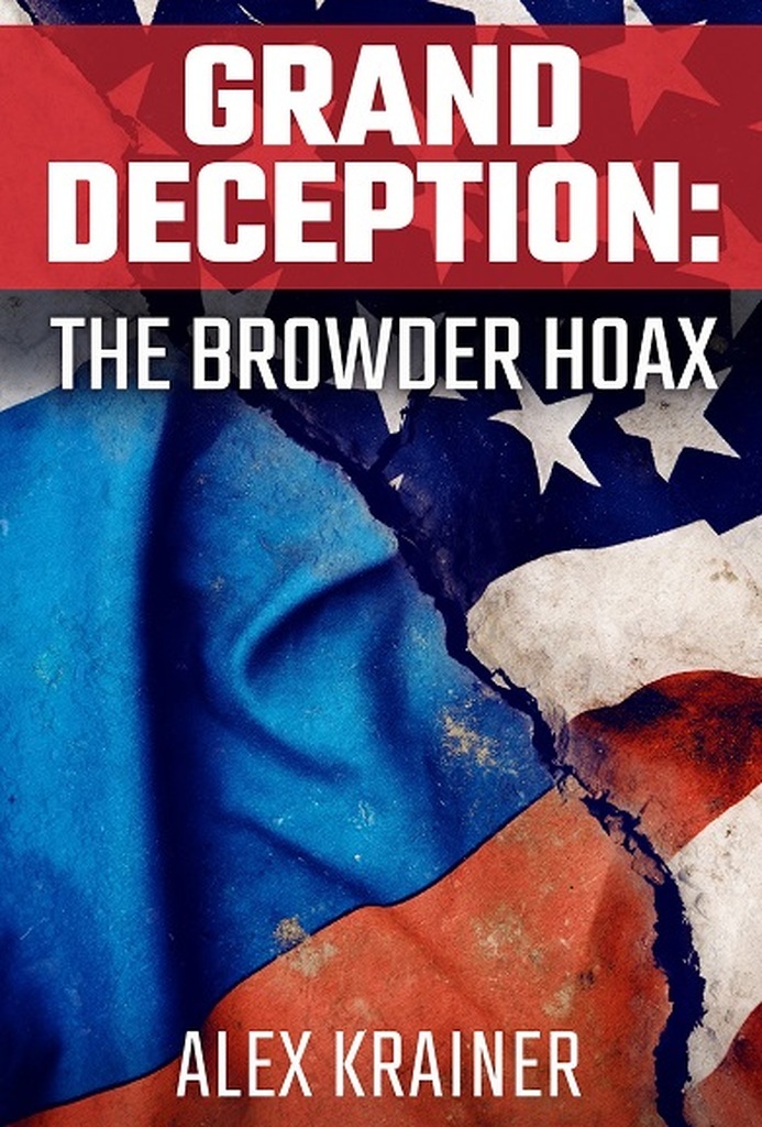 AI caption: grand deception the browser hoax by alex krainer, a book cover