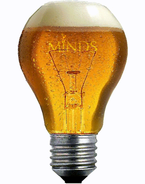 AI caption: a light bulb with beer in it, graphic design