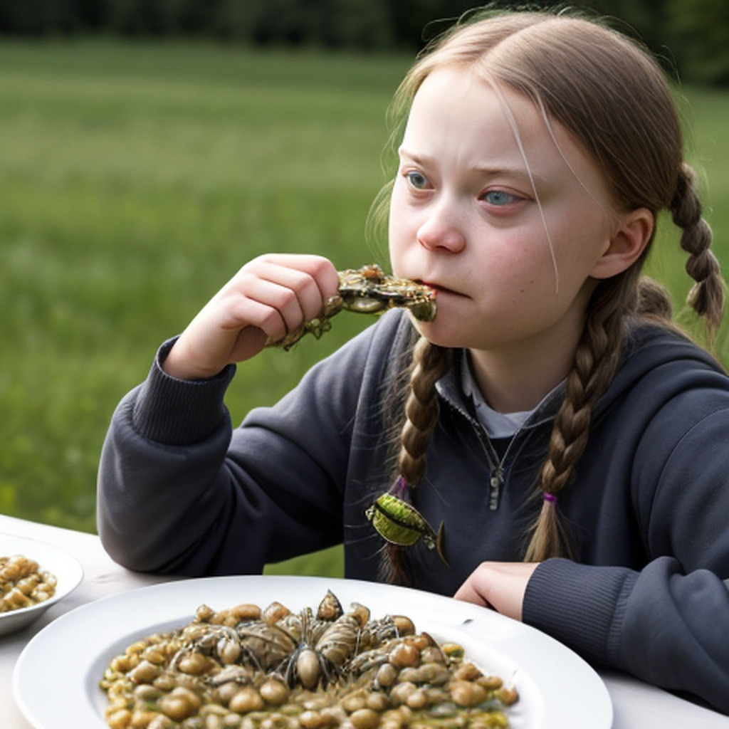 AI caption: a girl eating a piece of bread with a plate of food, portrait a girl eating a plate of food in the grass, the girl is eating food, portrait a girl with long hair, the girl is eating food, black and white a girl eating a plate of food, the girl is eating food that is not her own, portrait