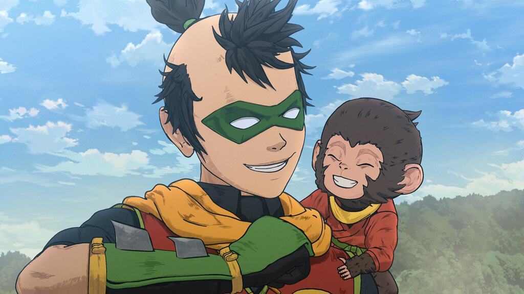 Damien Wayne cheerful and with a monkey? That's a little too gimmicky.